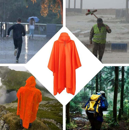 Breathable Waterproof 3-in-1 Rain Jacket Poncho with Hood for Outdoor Activities, Orange V1188-MS-325-1795