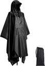 3-in-1 Waterproof Rain Jacket Poncho with Hood, Breathable Raincoat, Black V1188-MS-325-1796