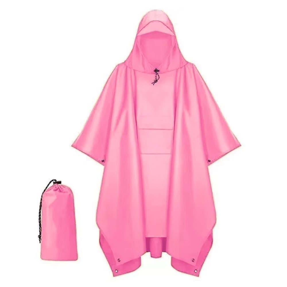 3-in-1 Multifunctional Waterproof Rain Jacket Poncho with Hood, Breathable Raincoat Pink V1188-MS-325-1798