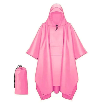 3-in-1 Multifunctional Waterproof Rain Jacket Poncho with Hood, Breathable Raincoat Pink V1188-MS-325-1798