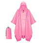 3-in-1 Multifunctional Waterproof Rain Jacket Poncho with Hood, Breathable Raincoat Pink V1188-MS-325-1798