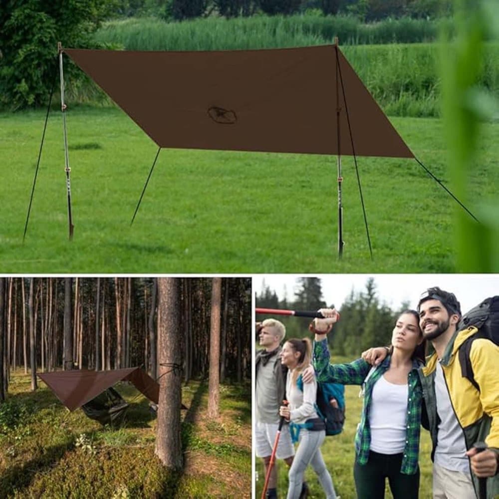 3-in-1 Waterproof Rain Jacket Poncho with Hood, Breathable for Outdoor Activities, Brown V1188-MS-325-1799