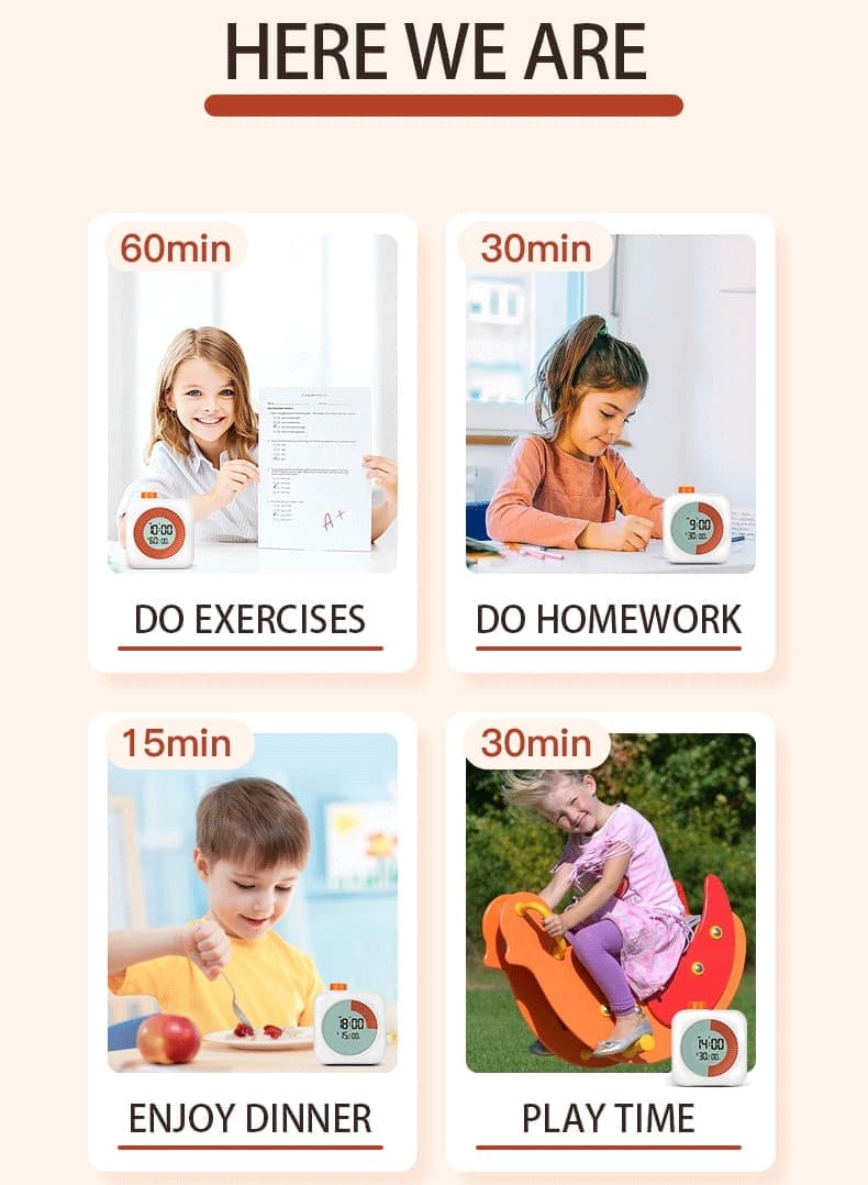 Digital Visual Timer 3-in-1 Clock Alarm Countdown for Kids and Home, Pink, 60 Min V1188-MS-325-1802
