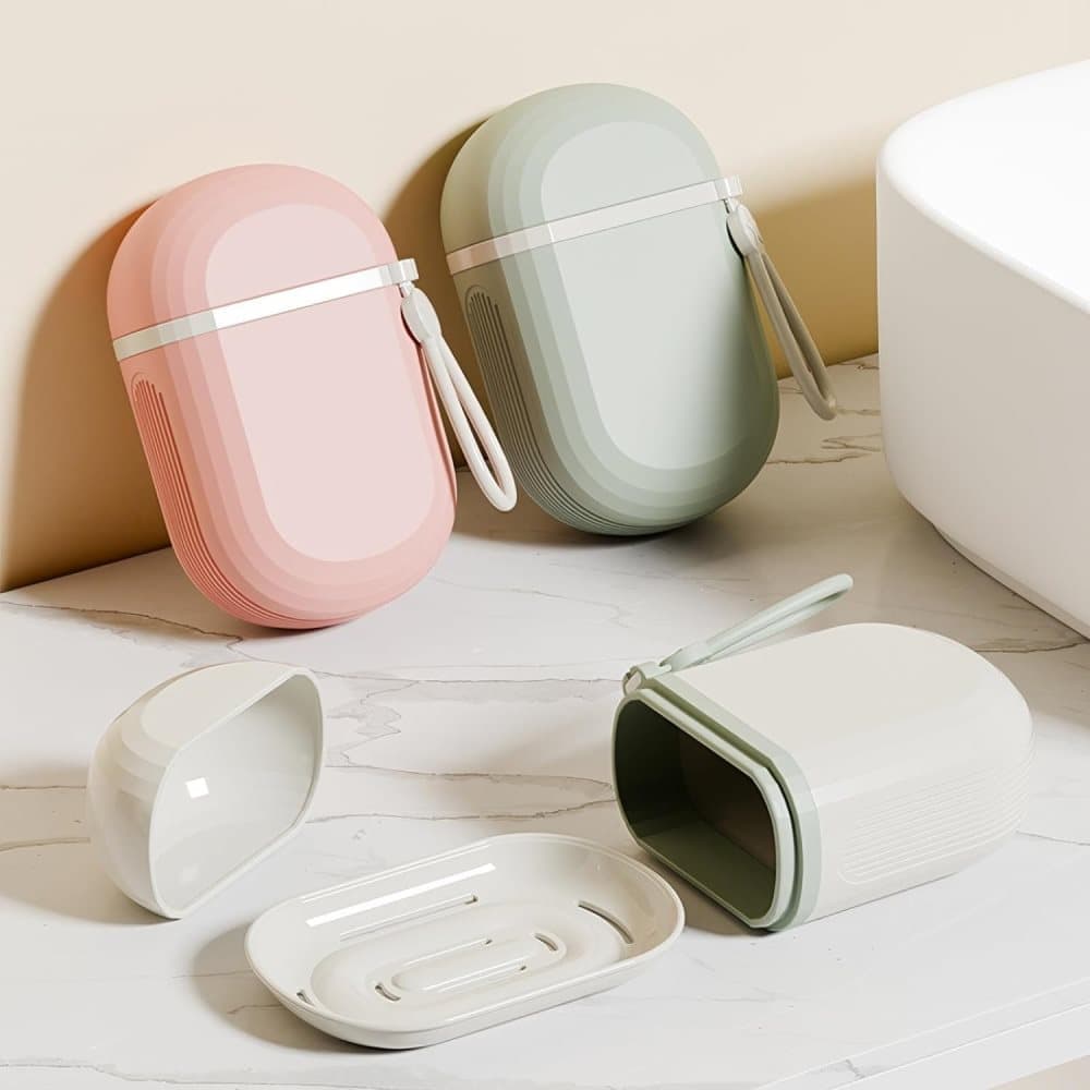 2-Pack Portable Soap Dish with Drainage Grid and Handle, Waterproof Travel Soap Holder for Outdoor Activities V1188-MS-325-1805