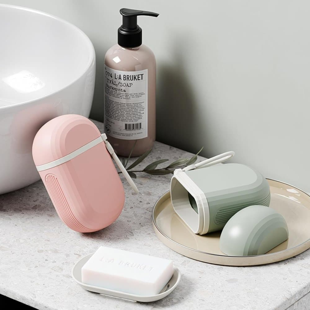2-Pack Portable Soap Dish with Drainage Grid and Handle, Waterproof Travel Soap Storage for Outdoor Activities V1188-MS-325-1806