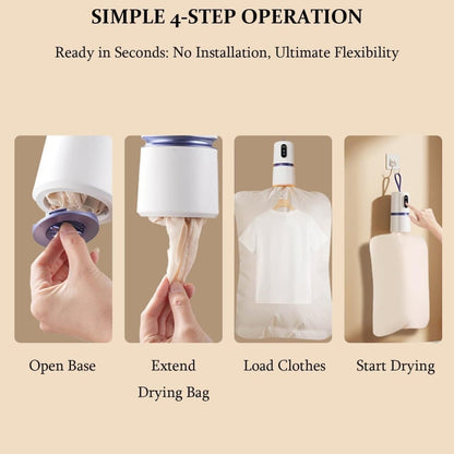 Portable dryer 360 degrees hot air with drying bag, quiet operation, 30-240 minute timer, perfect for travel V1188-MS-325-1808