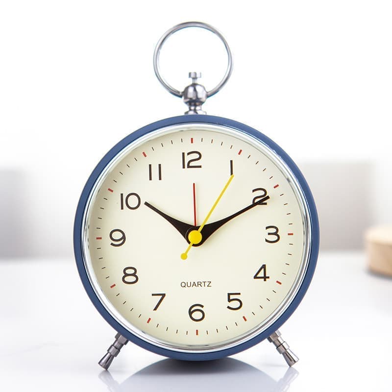 Silent Analog Alarm Clock with Snooze Button, Retro Design and Lighting, 16x11 cm, Blue V1188-MS-325-1809