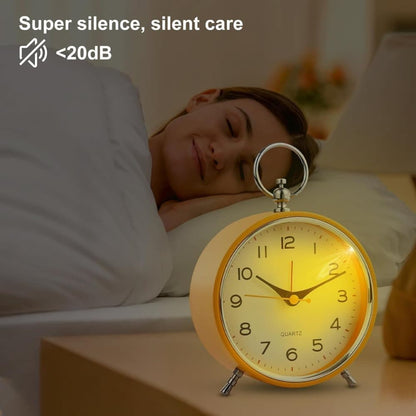 Silent Analog Alarm Clock with Snooze Button, Retro Design and Lighting, 16x11 cm, Orange V1188-MS-325-1810