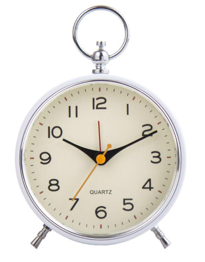 Analog Alarm Clock with Snooze Button, Retro Design and Lighting, White, 16x11 cm V1188-MS-325-1811