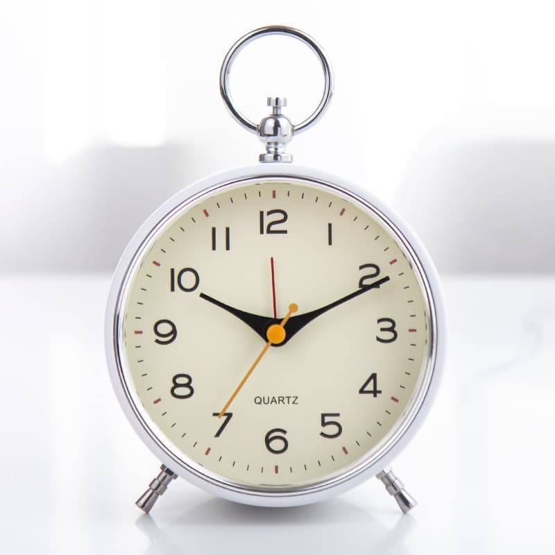 Analog Alarm Clock with Snooze Button, Retro Design and Lighting, White, 16x11 cm V1188-MS-325-1811