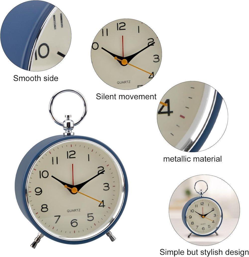 Analog Alarm Clock with Snooze Button, Retro Design and Lighting, White, 16x11 cm V1188-MS-325-1811