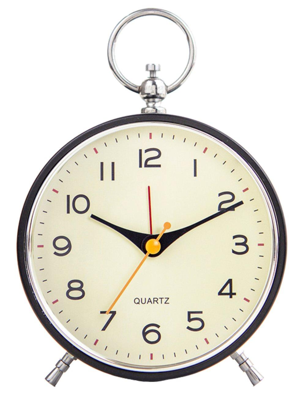 Silent Analog Alarm Clock with Snooze Button, Black, 16x11 cm V1188-MS-325-1812