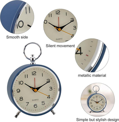 Silent Analog Alarm Clock with Snooze Button, Black, 16x11 cm V1188-MS-325-1812