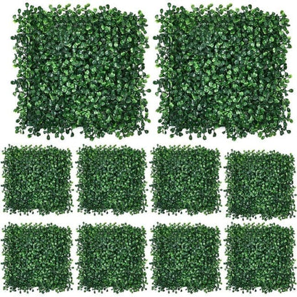 10-Pack Artificial Grass Panels 25x25 cm for Garden Party Wall Decor, Compatible with Outdoor V1188-MS-325-1820