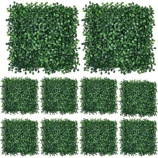10-Pack Artificial Grass Panels 25x25 cm for Garden Party Wall Decor, Compatible with Outdoor V1188-MS-325-1820