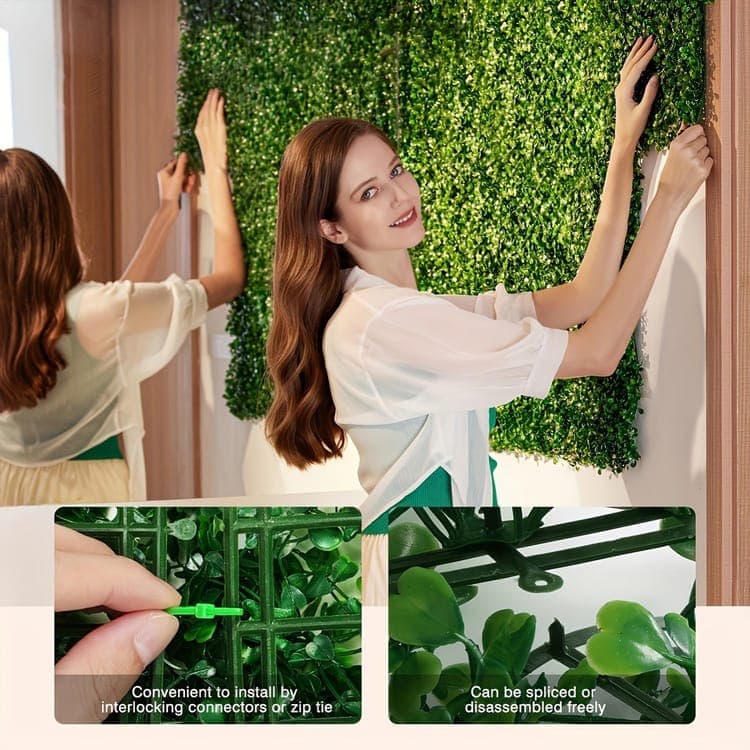 10-Pack Artificial Grass Panels 25x25 cm for Garden Party Wall Decor, Compatible with Outdoor V1188-MS-325-1820