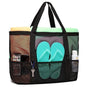 6 Pockets Mesh Beach Bag, Foldable Picnic Bag for Family, Compatible with Oral-B, Large, Black V1188-MS-325-1821