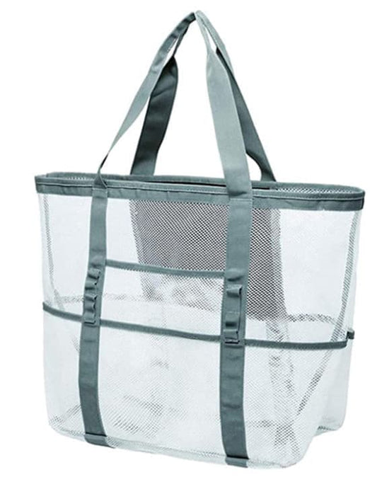 Foldable Mesh Beach Bag with 6 Pockets, Family Picnic Bag, Gray, One Size V1188-MS-325-1823