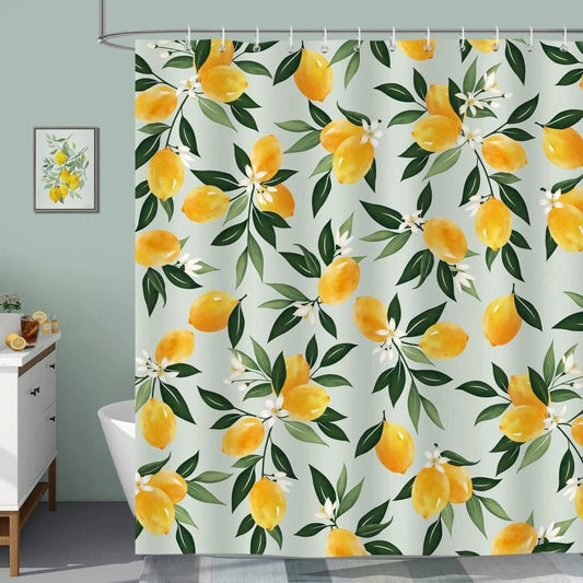 3D Fruit Shower Curtain Waterproof Mold Resistant with 12 Hooks, Yellow, 70x72 inches V1188-MS-325-1826