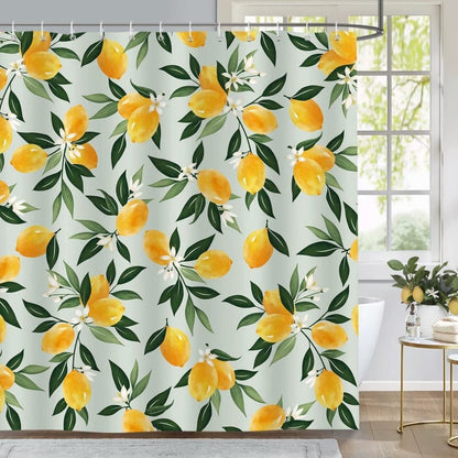 3D Fruit Shower Curtain Waterproof Mold Resistant with 12 Hooks, Yellow, 70x72 inches V1188-MS-325-1826