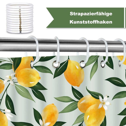 3D Fruit Shower Curtain Waterproof Mold Resistant with 12 Hooks, Yellow, 70x72 inches V1188-MS-325-1826