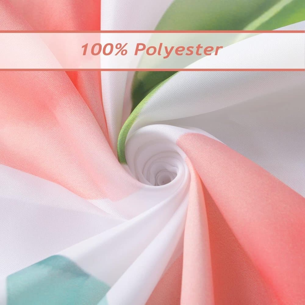 70x72 inches Shower Curtain 3D Fruit Motif Waterproof Mold Resistant with 12 Hooks, Pink V1188-MS-325-1828