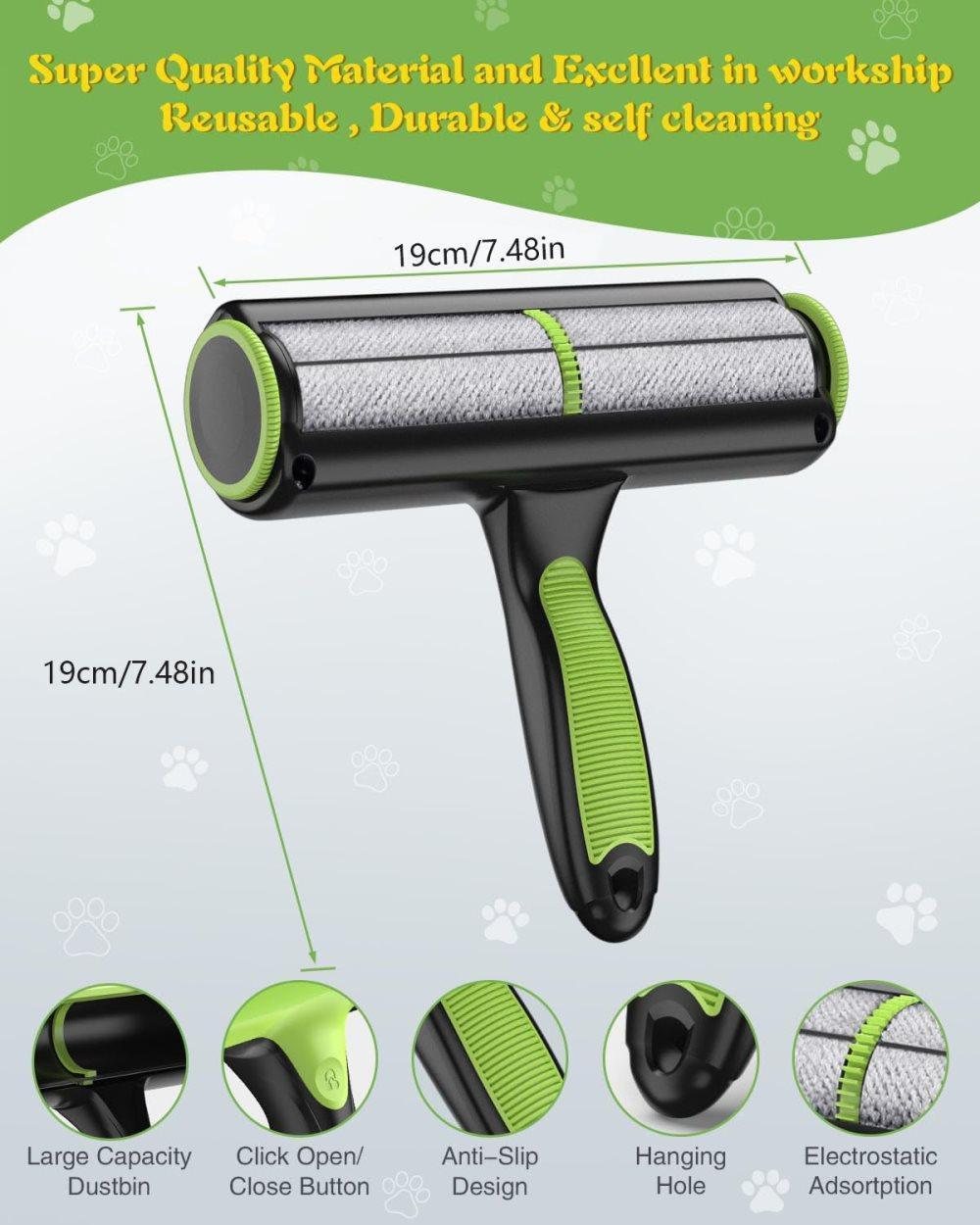 Pet fur remover roller reusable for dog and cat hair, compatible with bed sofa carpet, light blue V1188-MS-325-1829