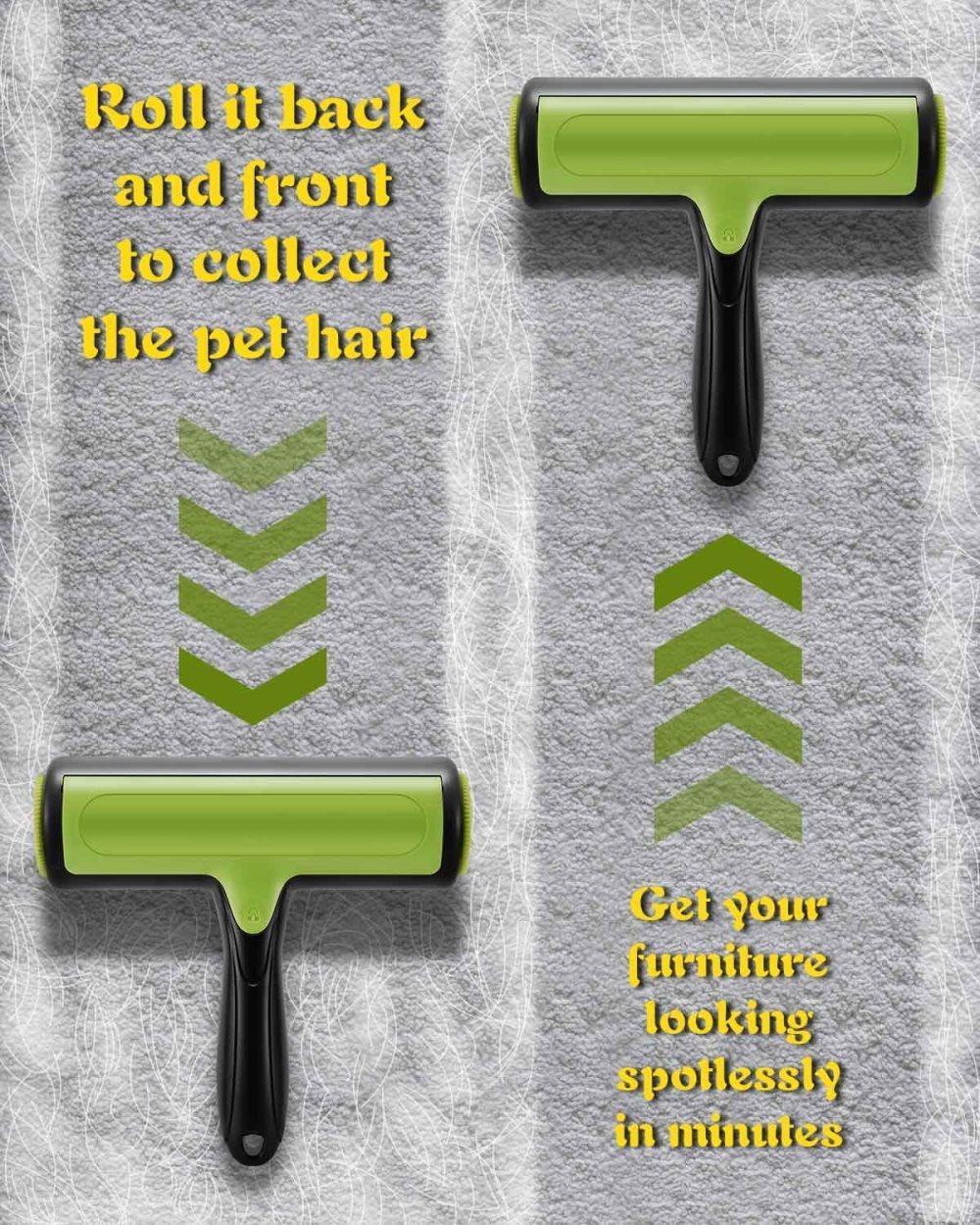 Pet fur remover roller reusable for dog and cat hair, compatible with bed sofa carpet, light blue V1188-MS-325-1829
