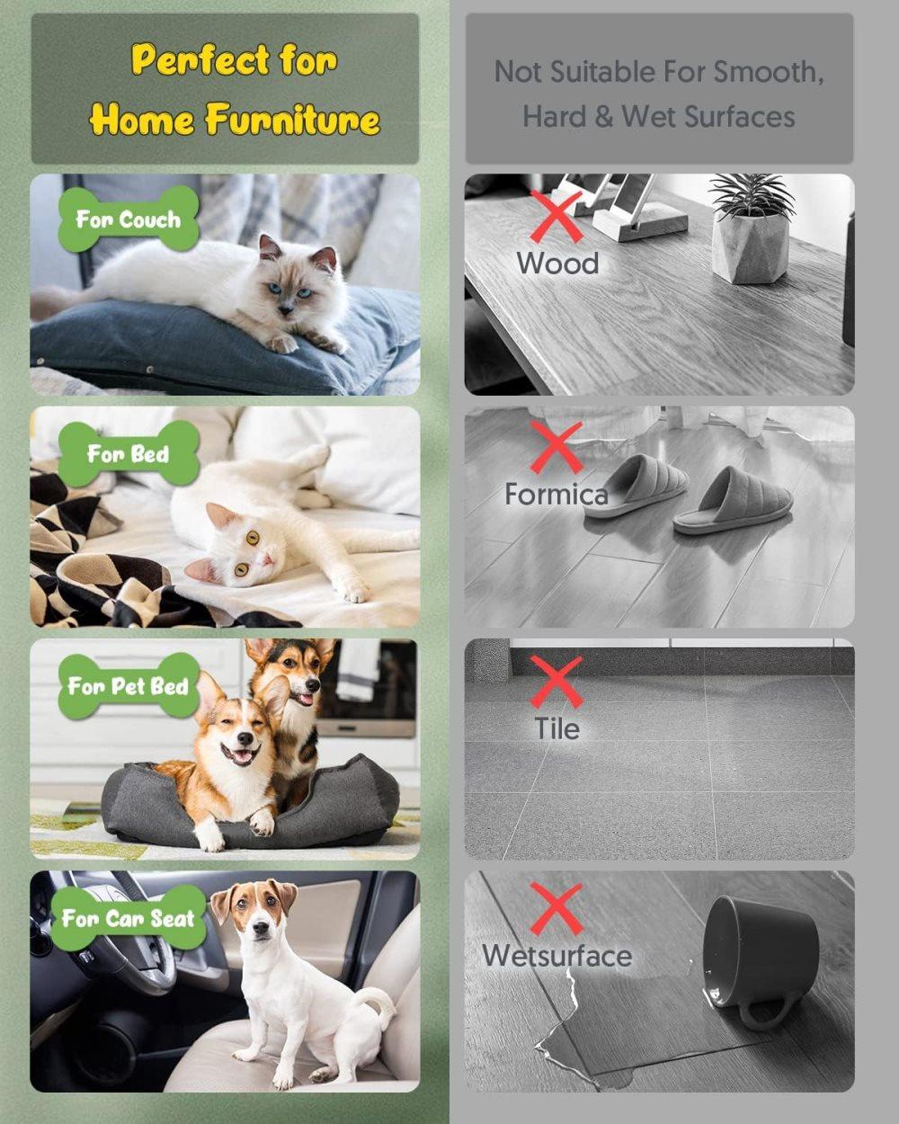 Pet fur remover roller reusable for dog and cat hair, compatible with bed sofa carpet, light blue V1188-MS-325-1829