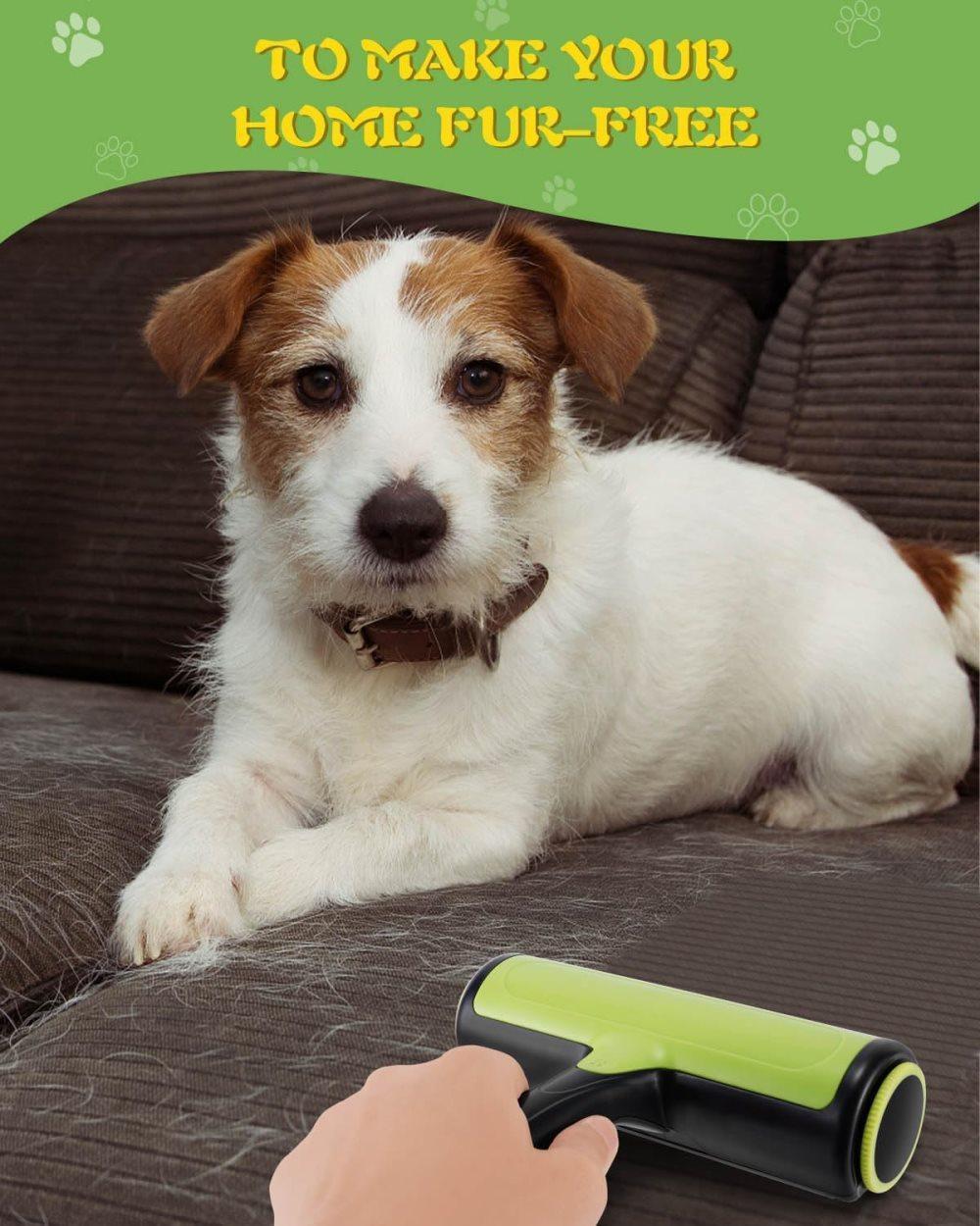 Pet fur remover roller reusable for dog and cat hair, compatible with bed sofa carpet, light blue V1188-MS-325-1829