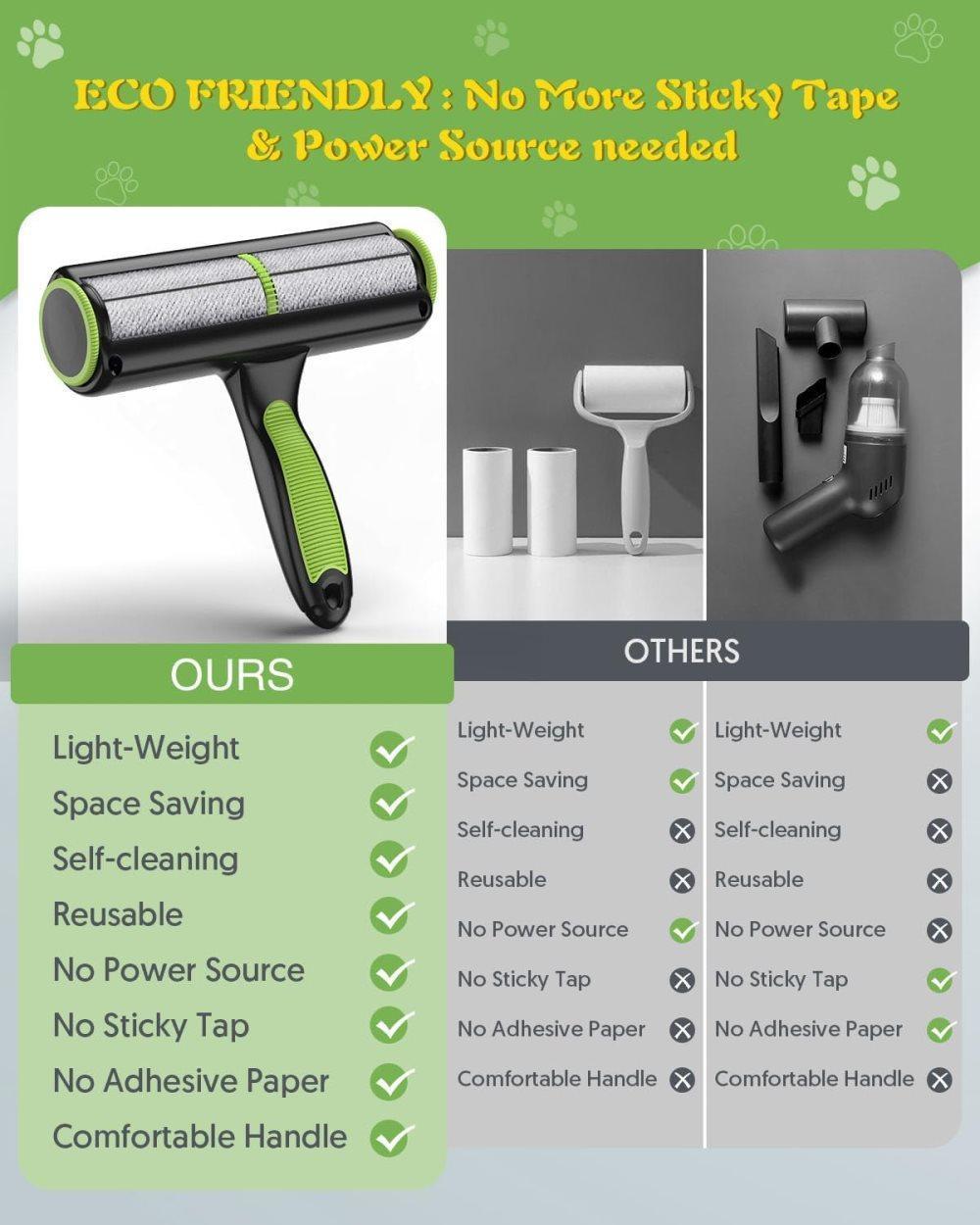 Reusable Pet Fur Remover Roller for Dog and Cat Hair, White, Compatible with Bed Sofa Carpet V1188-MS-325-1830