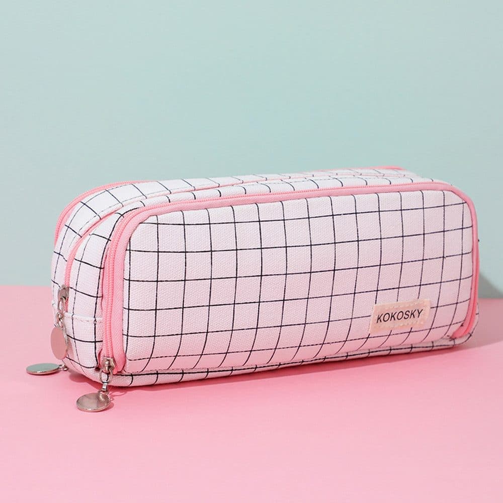White Spacious Pencil Case with 3 Compartments, School Pencil Bag, Multifunctional Holder V1188-MS-325-1835