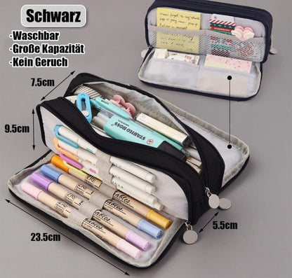 Kids School Pencil Case 3 Compartment Multifunctional Pouch, Yellow V1188-MS-325-1836