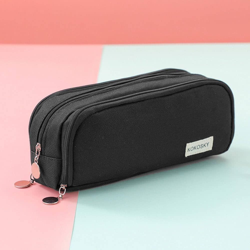 Blue Spacious Pencil Case with 3 Compartments, School Pencil Bag, Multifunctional Holder V1188-MS-325-1838