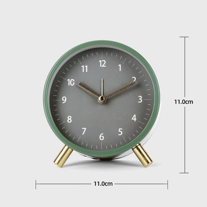 Small Silent Alarm Clock with Night Light and Backlight, Pink, Metal Design for Bedroom Office Living Room V1188-MS-325-1840