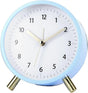 Small Silent Alarm Clock with Night Light and Backlight for Bedroom Office Living Room, Blue, Metal V1188-MS-325-1841