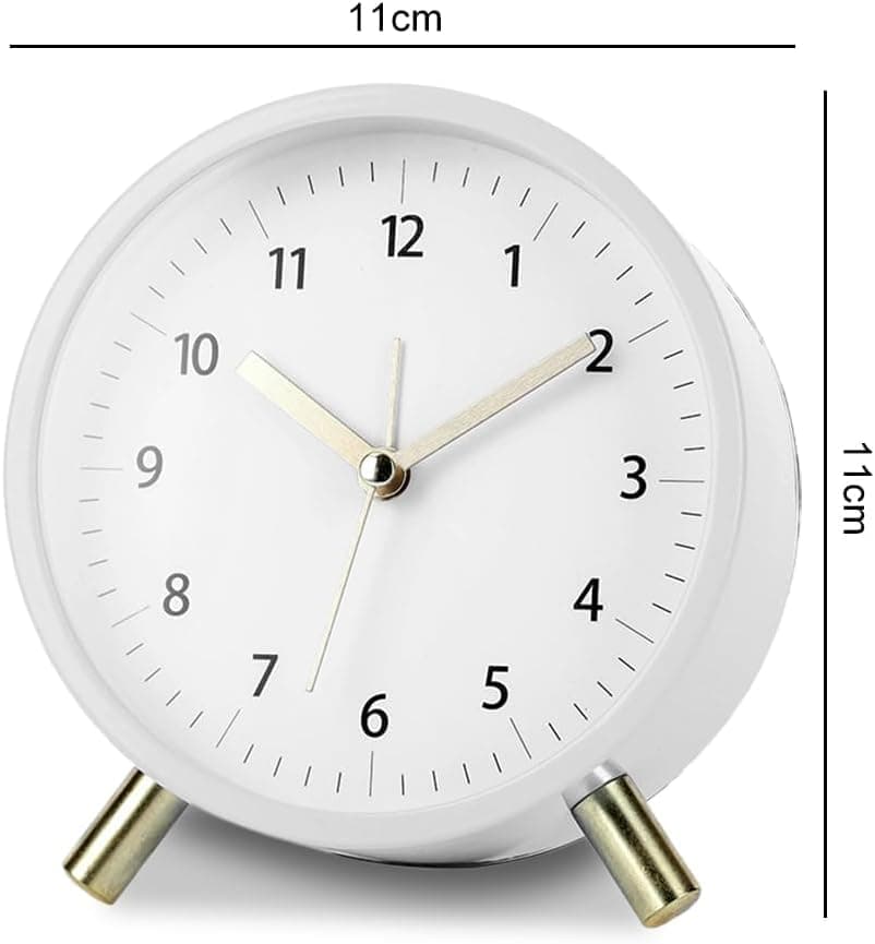Small Silent Alarm Clock with Night Light and Backlight for Bedroom Office Living Room, Blue, Metal V1188-MS-325-1841