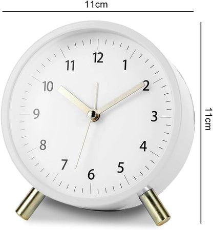 Small Silent Alarm Clock with Night Light and Backlight for Bedroom Office Living Room, Blue, Metal V1188-MS-325-1841
