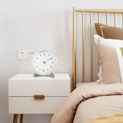 Small Silent Alarm Clock with Night Light and Backlight for Bedroom Office Living Room, Blue, Metal V1188-MS-325-1841
