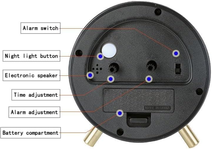 Small Silent Alarm Clock with Night Light and Backlight for Bedroom Office Living Room, Blue, Metal V1188-MS-325-1841