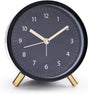 Silent Alarm Clock with Night Light and Backlight, Small Metal Clock for Bedroom Office Living Room, Black V1188-MS-325-1842