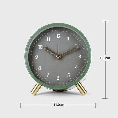 Silent Alarm Clock with Night Light and Backlight, Small Metal Clock for Bedroom Office Living Room, Black V1188-MS-325-1842