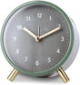 Silent Alarm Clock with Night Light and Backlight, Small Metal Clock for Bedroom Office Living Room, Green V1188-MS-325-1843