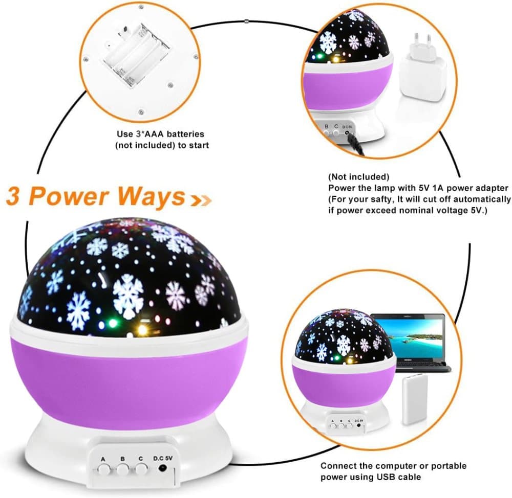 Snowflake LED Projector Lamp with 360 degrees Rotation, Battery or USB Powered, for Christmas Decoration V1188-MS-325-1845