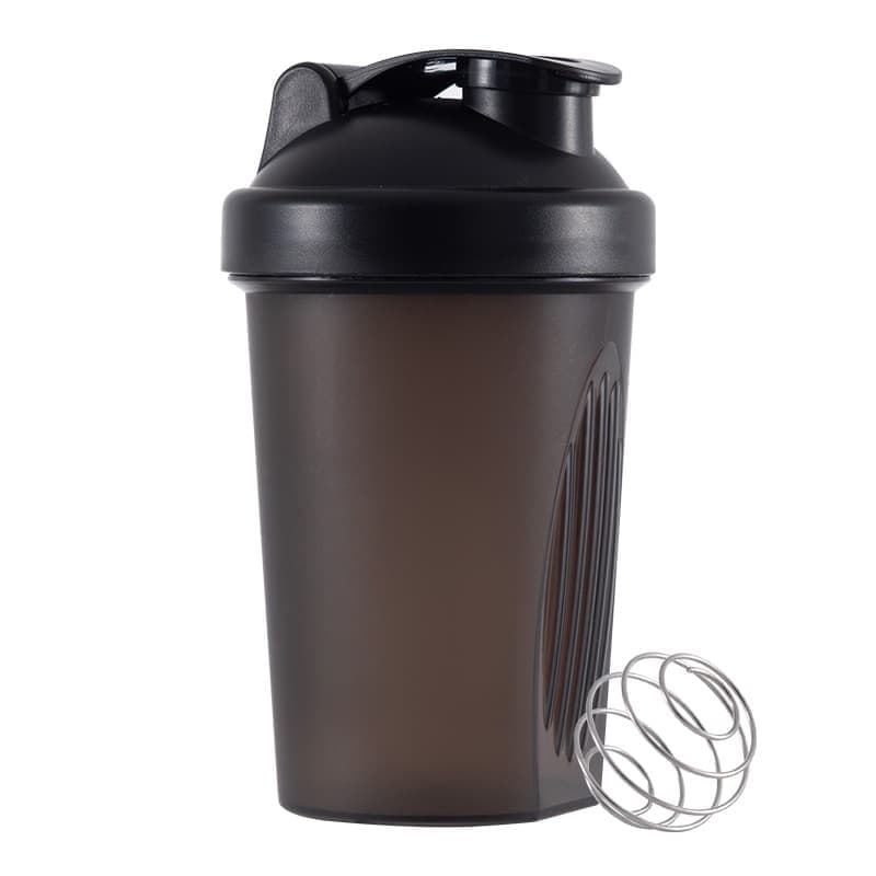 400 ml Protein Shaker, Leak-proof Water Bottle with Stainless Steel Strainer and Measuring Scale, Black V1188-MS-325-1850