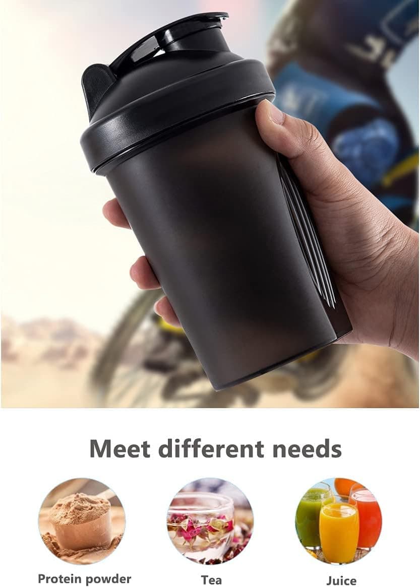 400ml Protein Shaker with Leak-proof Design, Stainless Steel Strainer and Measuring Scale, Multiple Colors, V1188-MS-325-1853