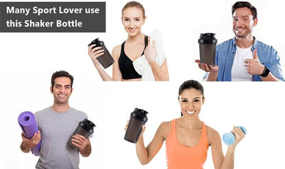 Protein Shaker 400 ml, Leak-proof Water Bottle with Stainless Steel Strainer and Measuring Scale, Yellow V1188-MS-325-1855
