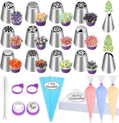 120-Piece Cake Decorating Piping Bag and Nozzle Set with Tulle, 12-Inch V1188-MS-325-1862