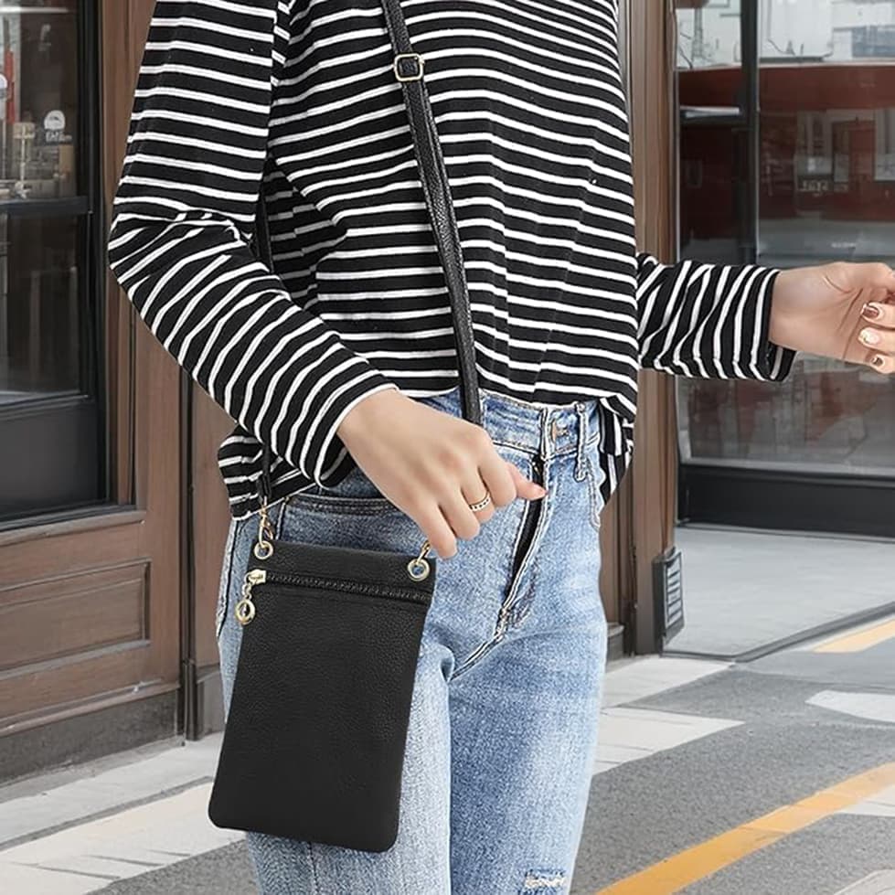 Lycas Phone Bag with Shoulder Strap, 19cm x 12.5cm, Black V1188-MS-325-1868