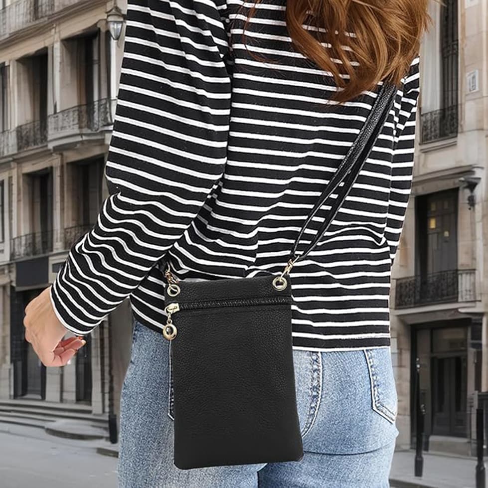 Lycas Phone Bag with Shoulder Strap, 19cm x 12.5cm, Black V1188-MS-325-1868